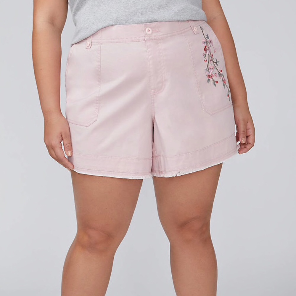 ✨Lane Bryant Embroidered Pink Girlfriend Short NWT